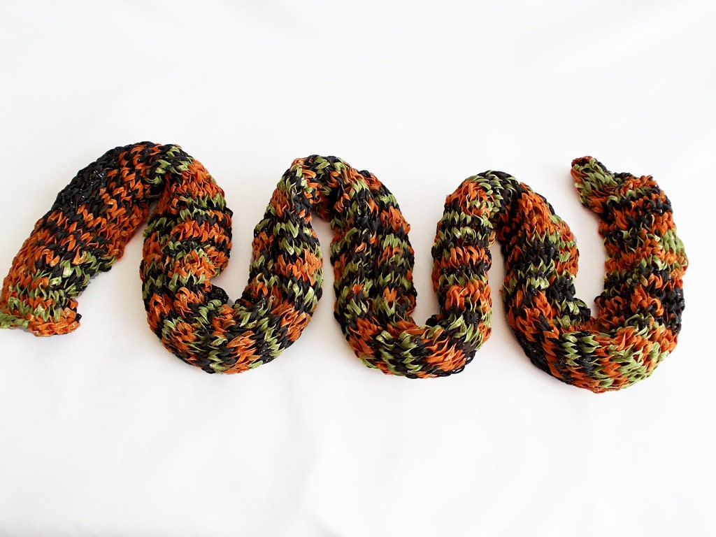 Knitting weft with natural colors- Knitting Scarf- Natural Colors- Wrap- Camouflage Colors Accessories- Long Scarf- OOAK
