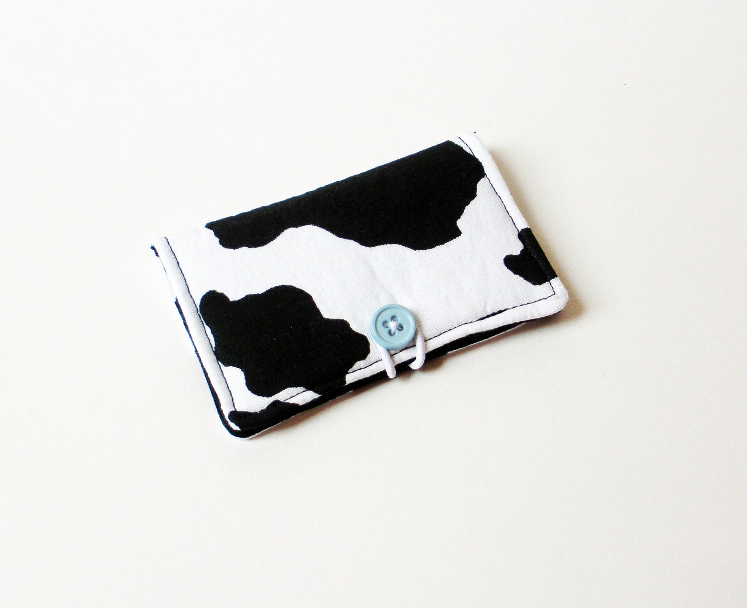 Cow Print Fabric Business Card Holder, with Black Scroll - Credit Card Holder, Cloth Card Holder, Gift Card Holder - JulsSweetDesigns