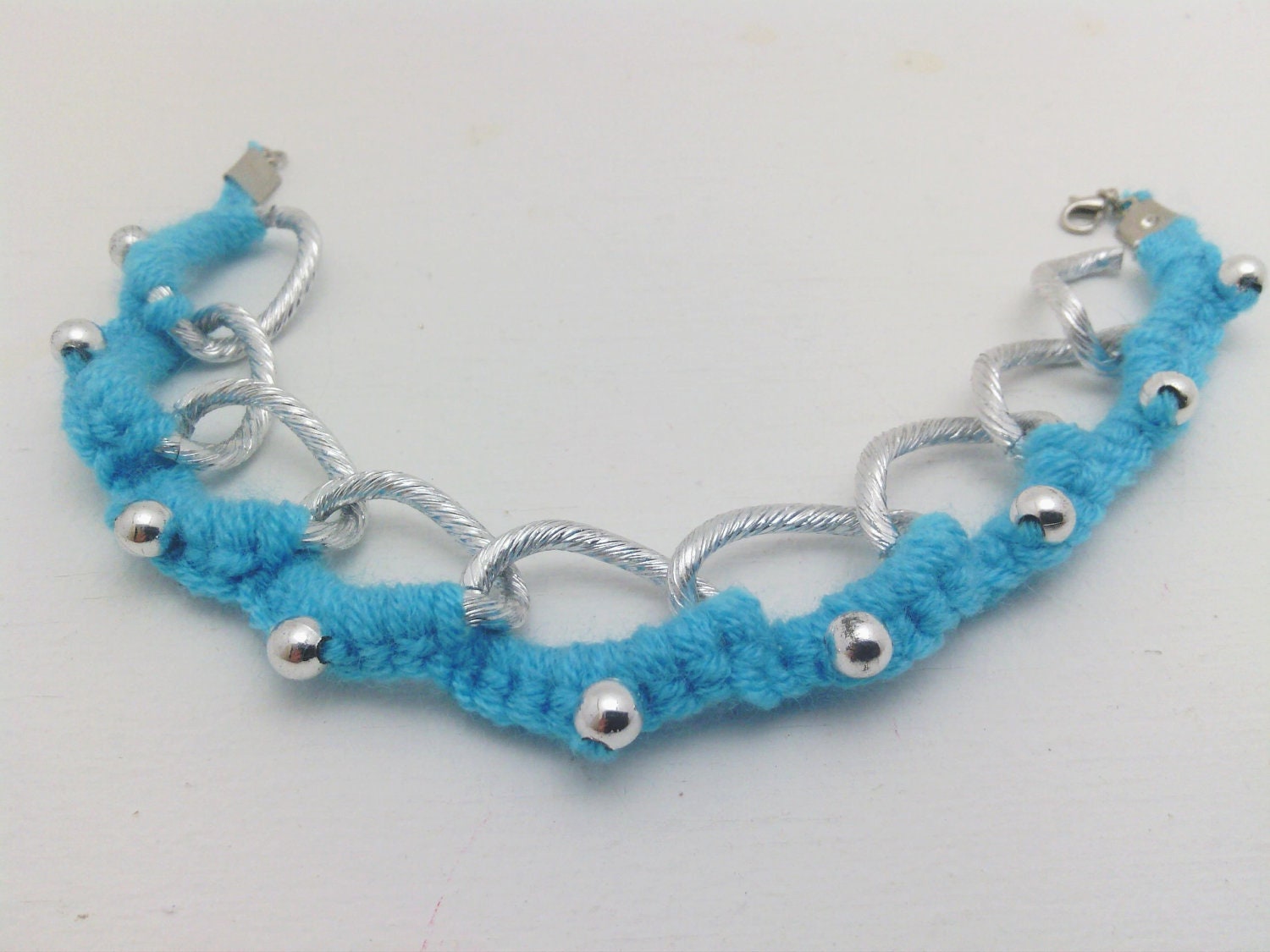 Turqoise crochet chain bracelet