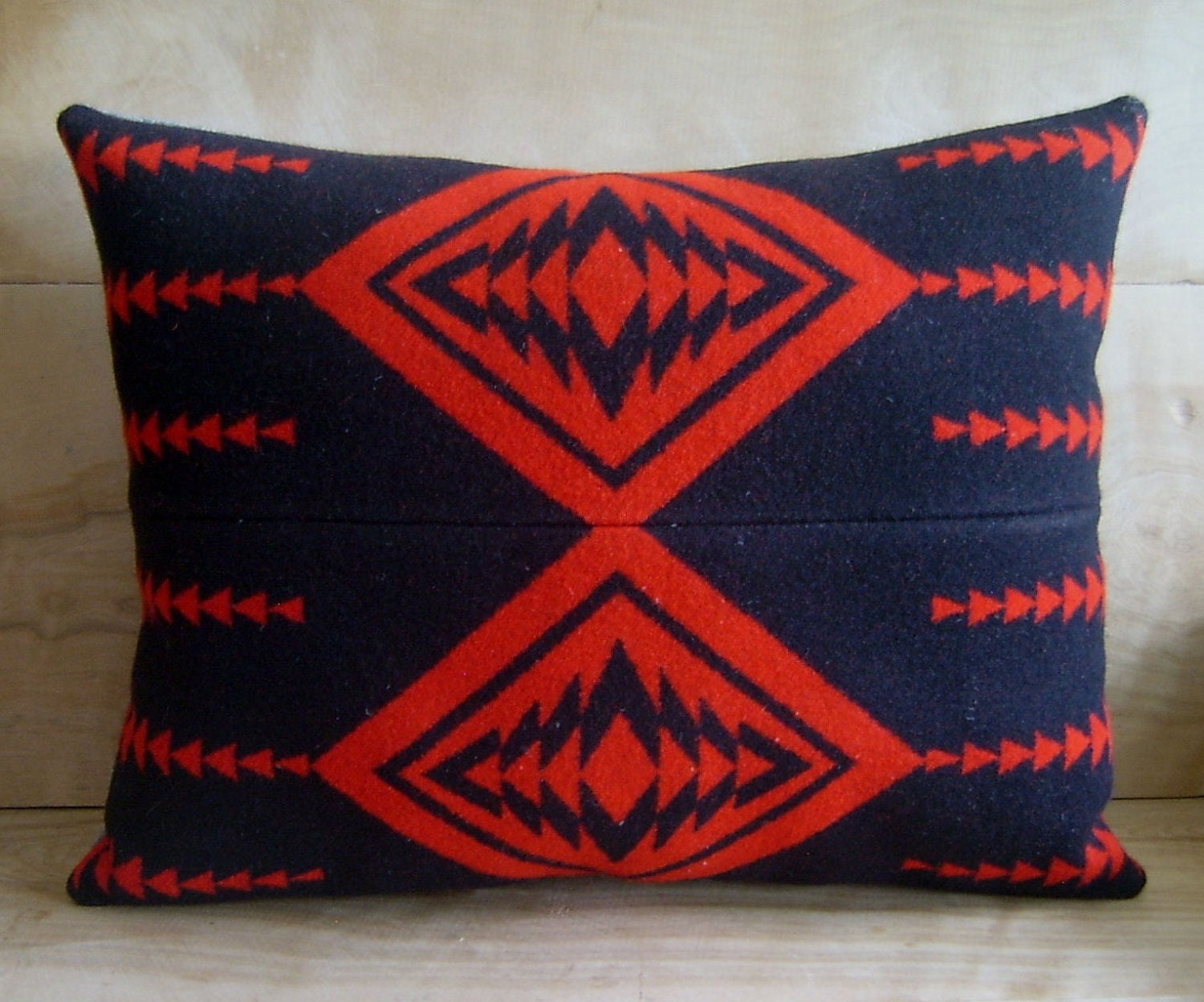 Pillow - Pendleton Wool Fabric - Native Geometric Tribal Red Black