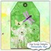 Digital Collage Sheet: Dragonflies & Dandelions  Green Tags for Jewelry Holders, Printable Backgrounds for Scrapbooking, Instand Download