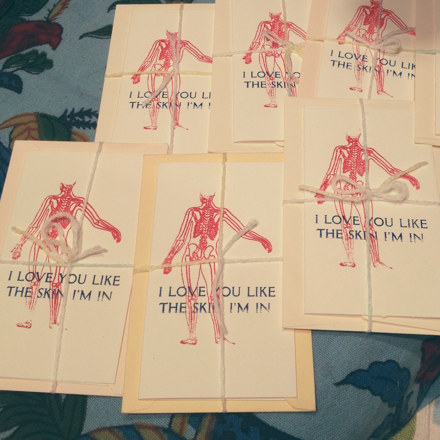 i love you like the skin i'm in LETTERPRESS CARD