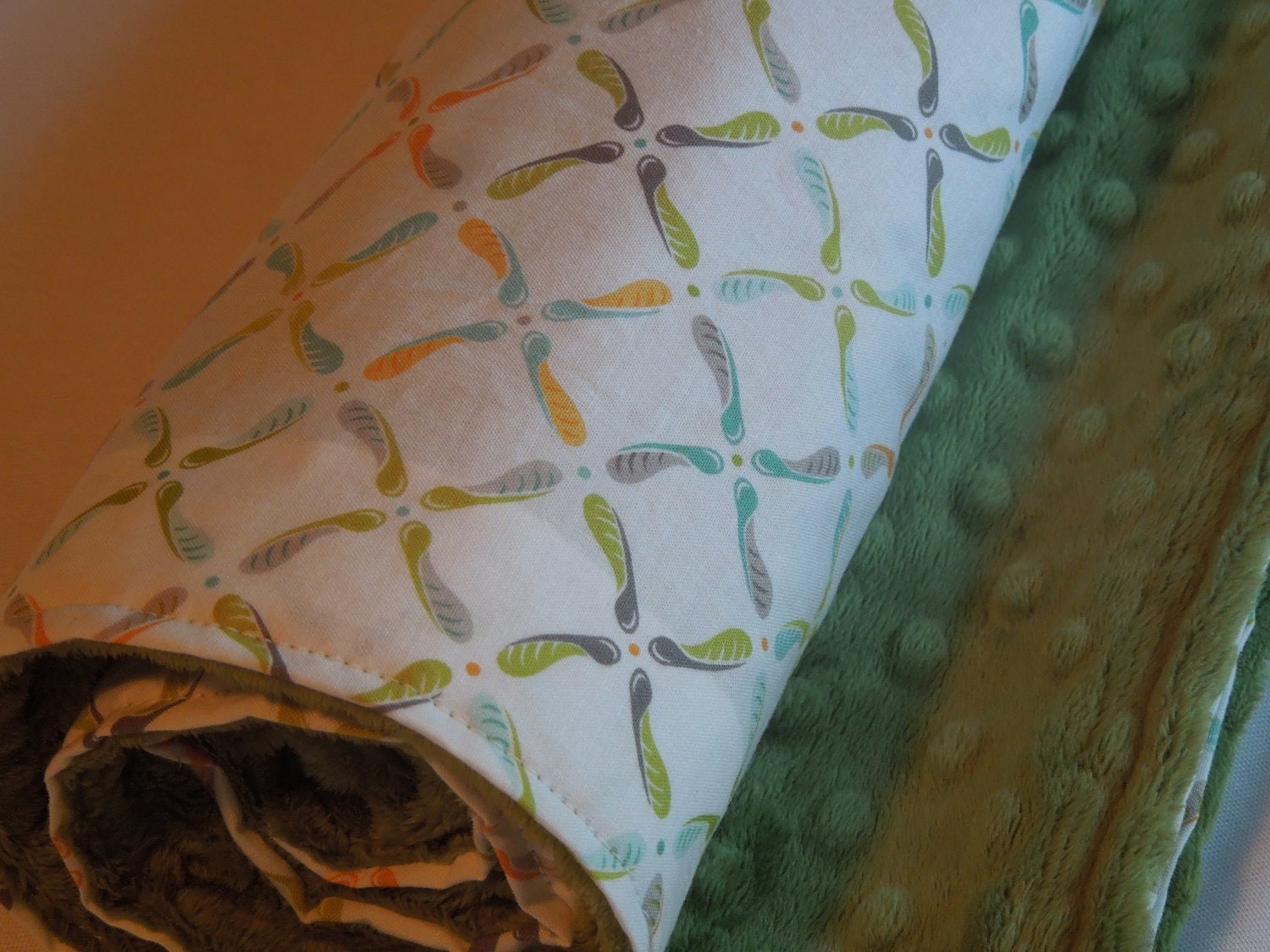 CLEARANCE - Baby Blanket Backyard Baby Samaras and Olive Minky