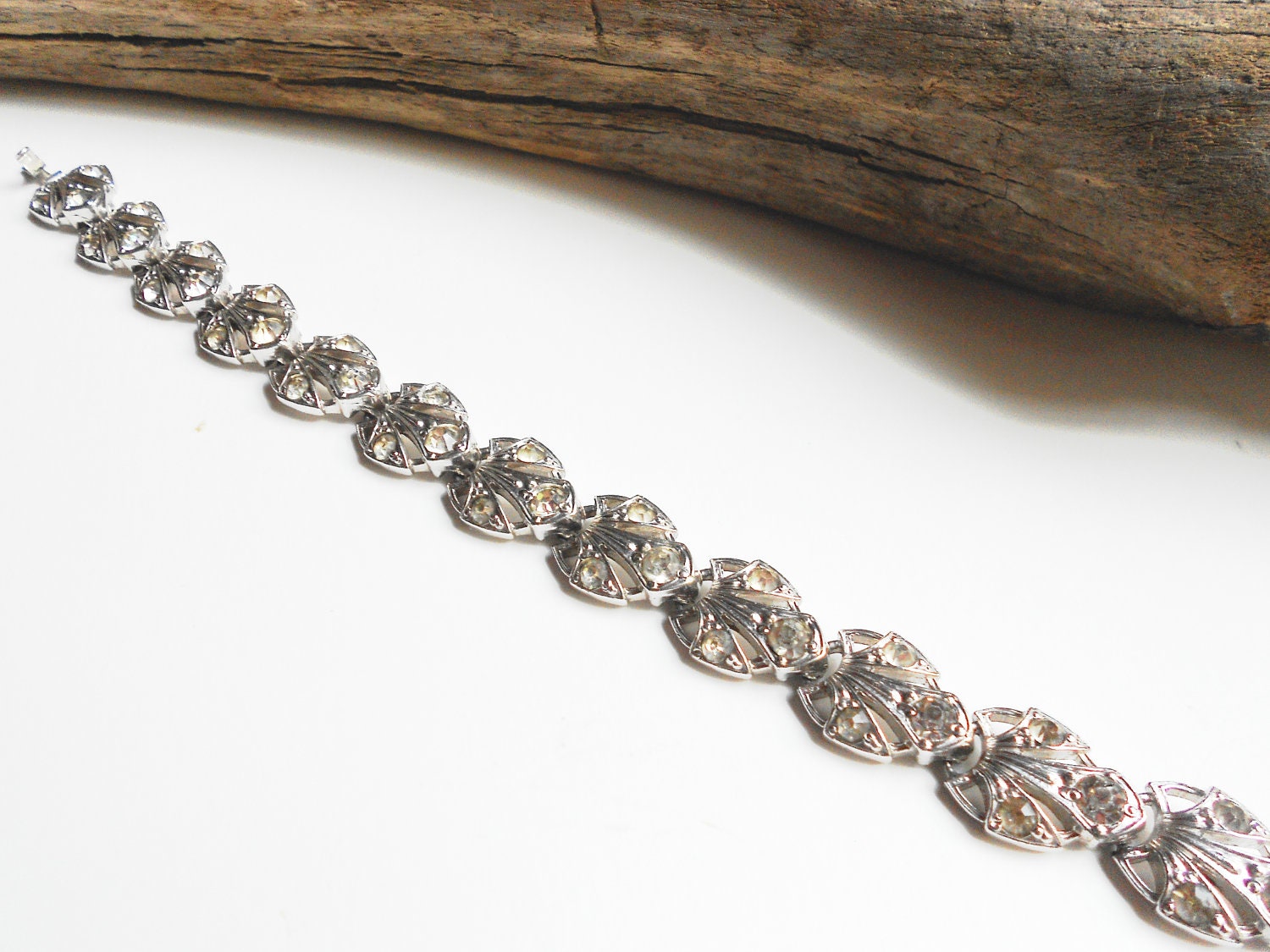 Art deco bracelet, vintage rhinestone bracelet, clear crystal bridal jewelry