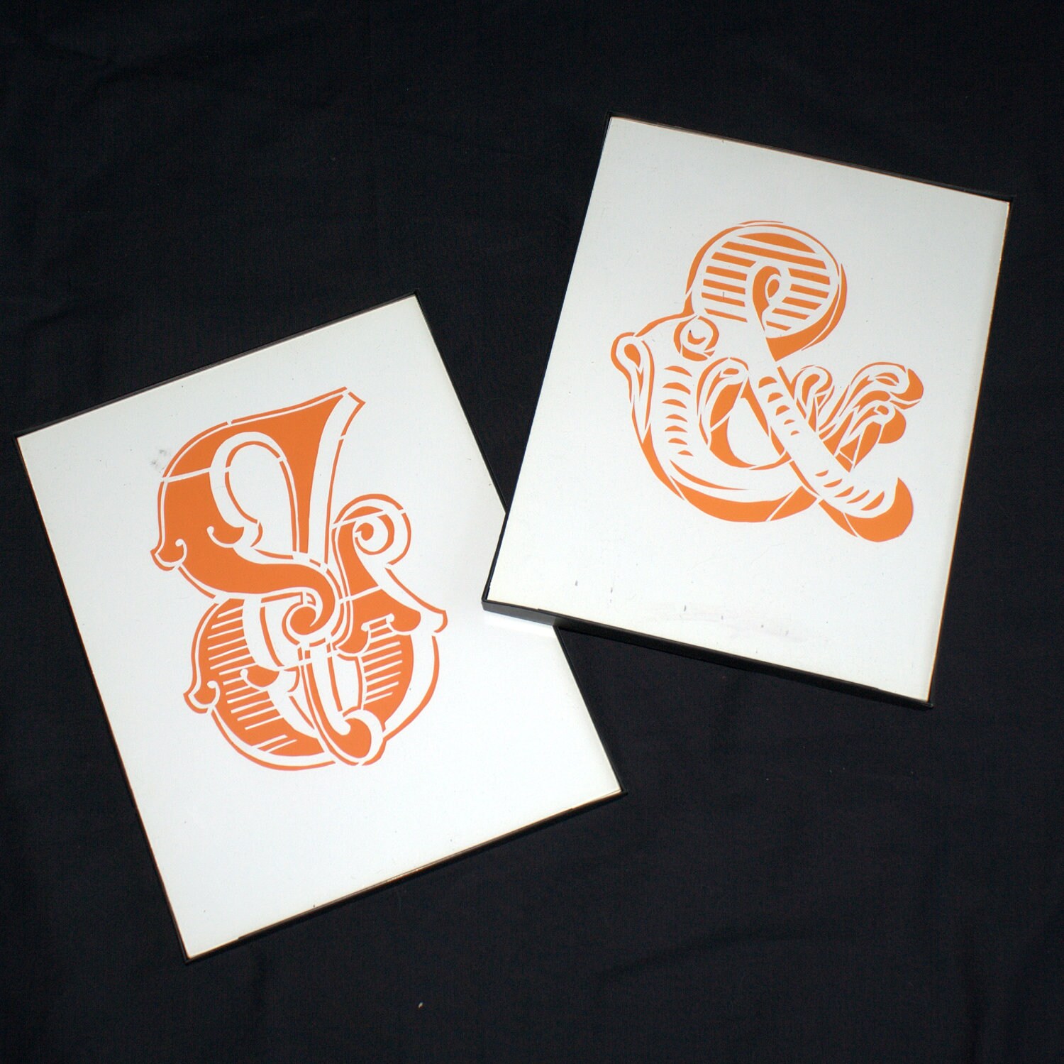 Two Ornate Ampersand Papercuts Paper Art - Framed 8x10