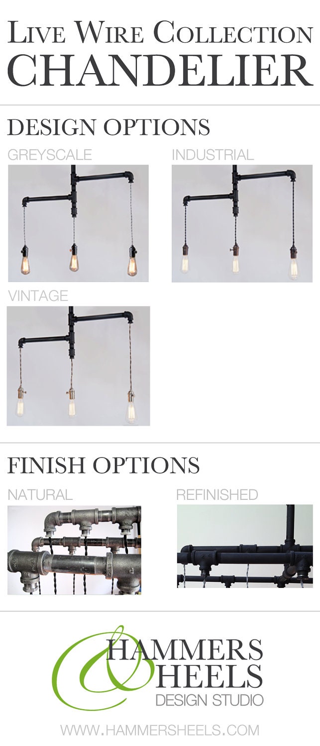The Original Industrial edison tiered trio pipe chandelier