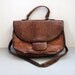 SALE Vintage leather handbag with fake snakeskin 1970s