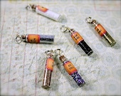 Sale 50% off Bottle Charms filled with Glitter Mixed Media Scrapbooking Steam Punk Collage Jewelry