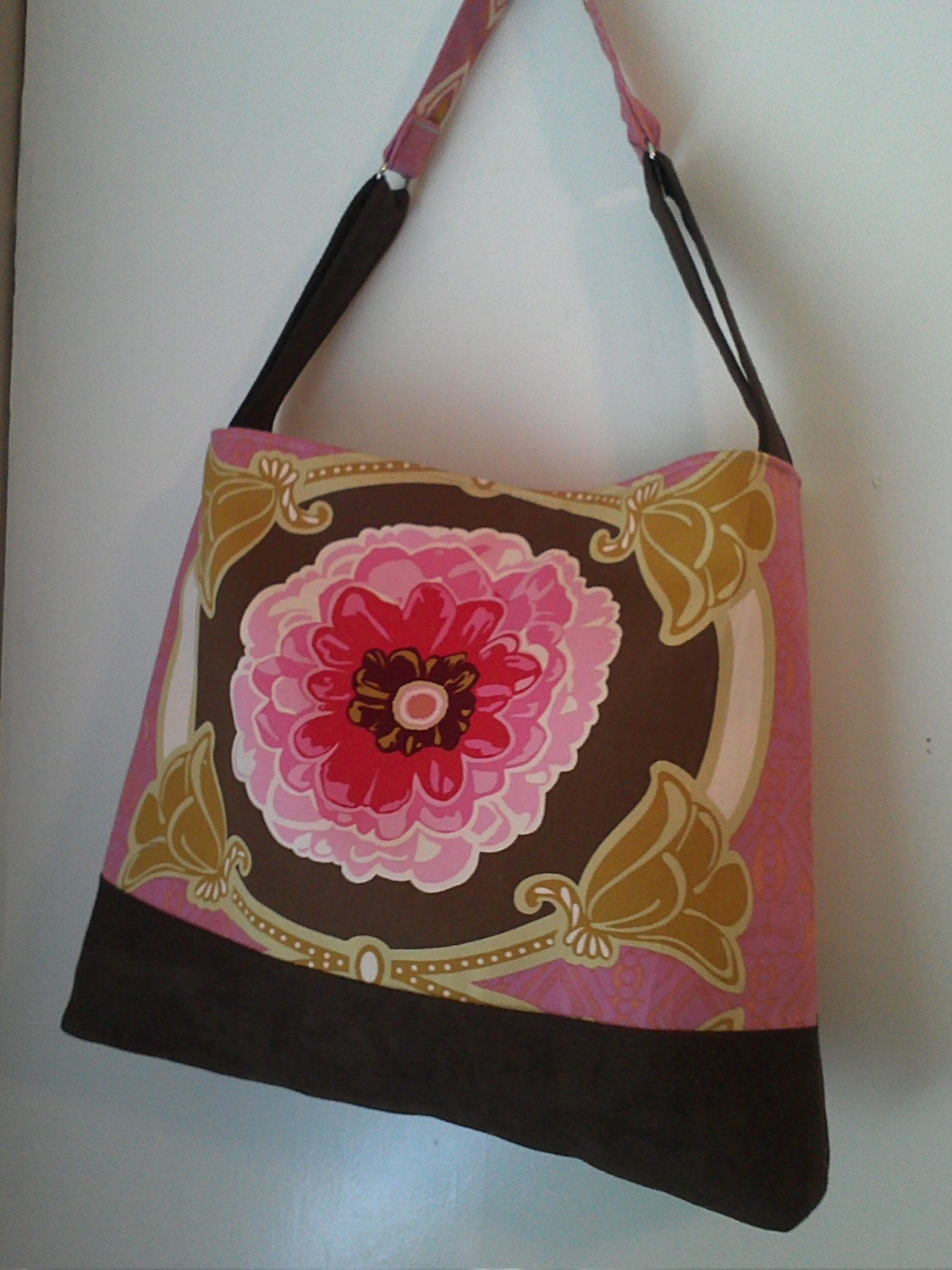 Handbag Tote in Pink and Gold Floral