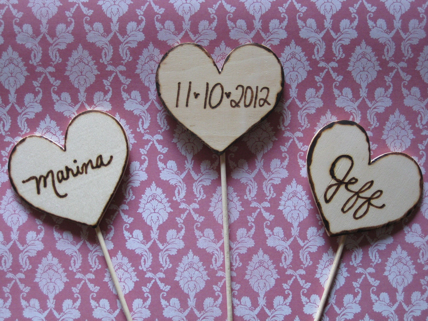 Heart Wooden Cake Topper - Personalized