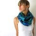 Up-cycled Tie Dye Circle Scarf - Blue and Green - Summer Fashion - Infinity Scarf - Loop Scarf - Long Scarf