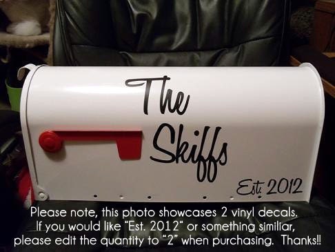 CUSTOM vinyl mailbox decal - NEW COLOR