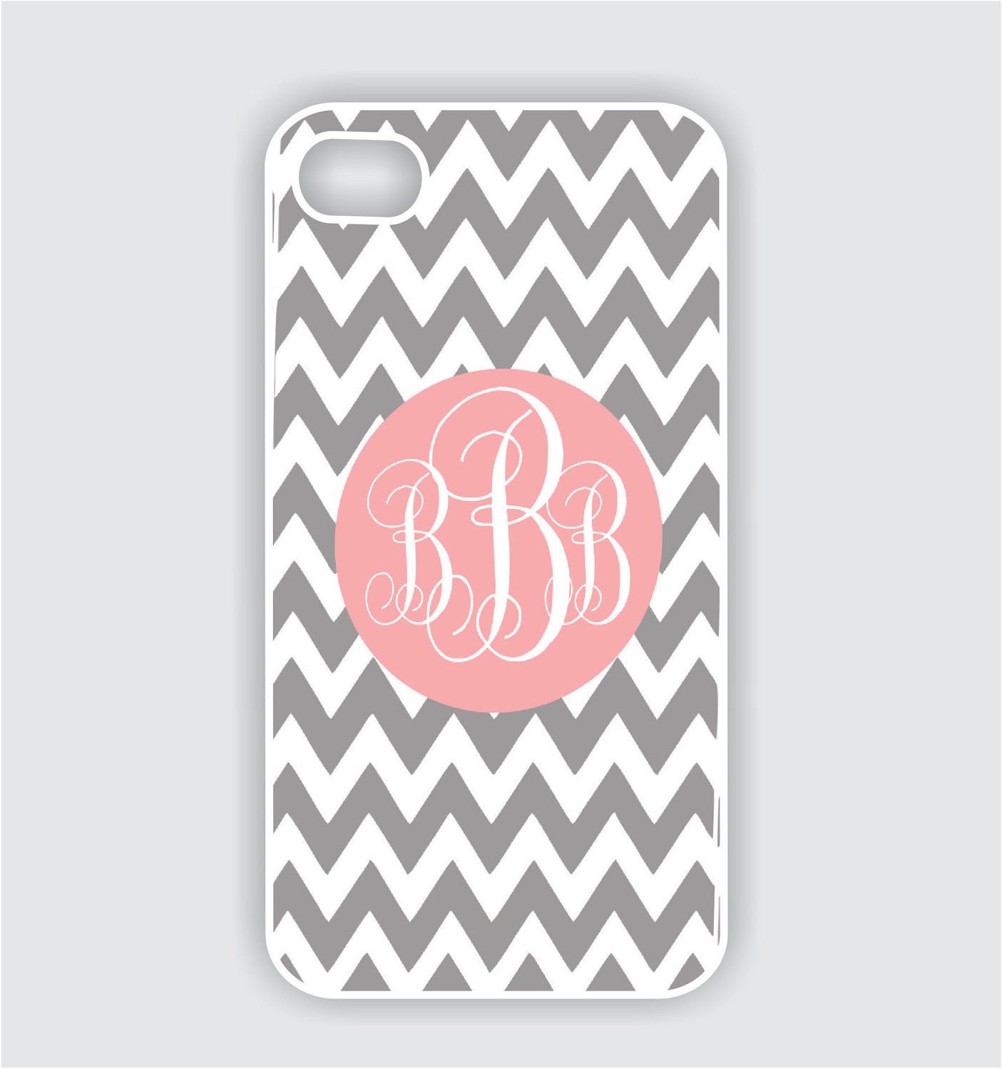 iPhone 4 Case - Pink Monogram on Grey Chevron  iPhone Case, iPhone 4s Case, Cases for iPhone 4, iPhone 4 Cover