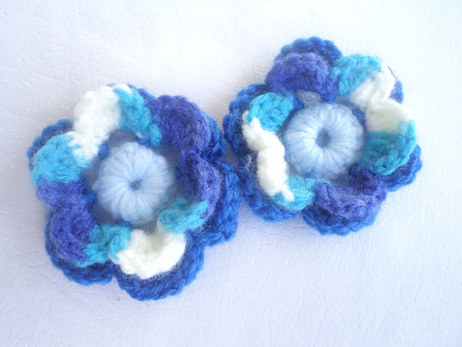 Crochet Flower, Blue, handmade flower, Set of 2. decor, flowers, handmade flowers.