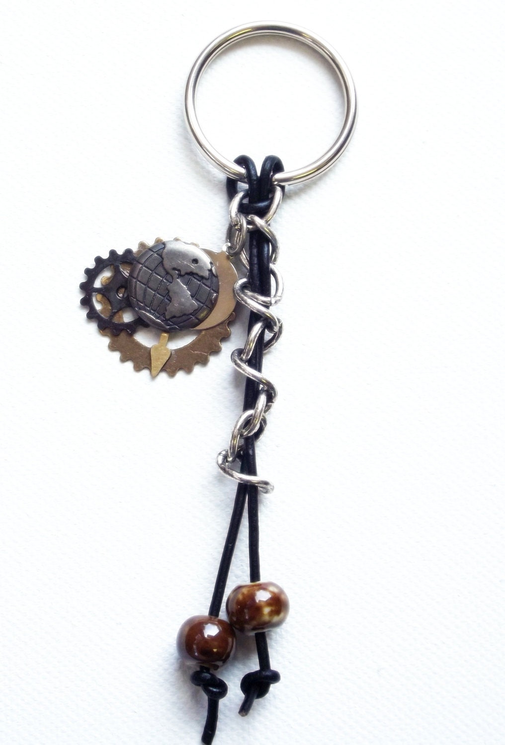 Handmade Keychain             Steampunk Style Accessory             Metal Key Ring        OOAK