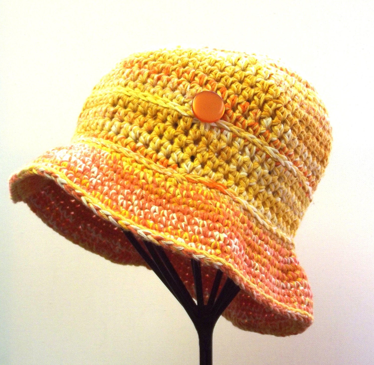 Crochet Cloche, Hat, Sun Hat, Bamboo Linen, Spring, Summer, Beach Wear