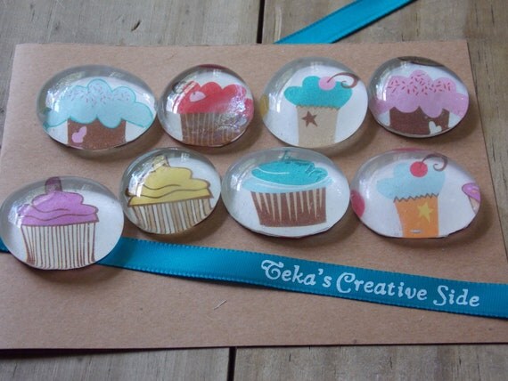Cupcake Glass Magnets for party favors, jars, and stylish decor. Il_570xn