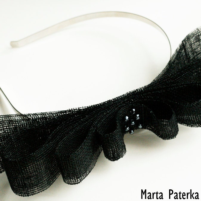 Black Sinamay Fascinator Headband