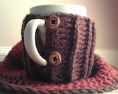 Crochet Mug Cozy-Two-Button Accent-Choose Your Colors