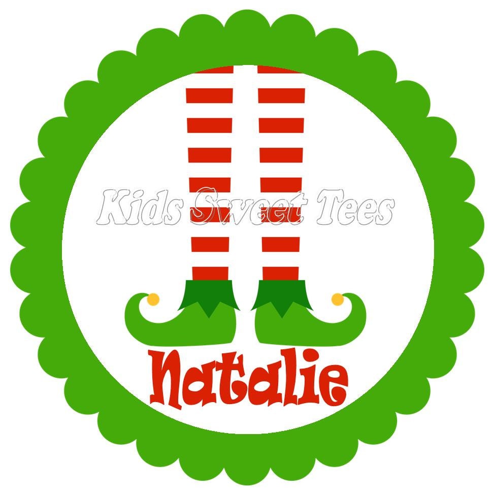 Christmas elf legs girlie - personalized - digital image Il_570xn
