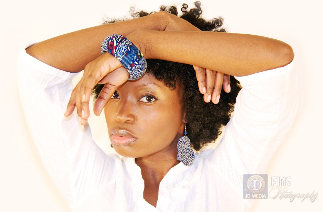 Sideways Heart Ankara Earrings