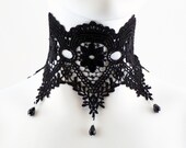 Gothic Choker Black Lace in a Floral Victorian Design - Burlesque, Goth, Sexy, Romantic, Jewelry, Necklace, Chocker