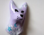 Gentle Dire Wolf Spirit Animal Brooch - Lilac