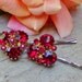 Vintage Valentine Weiss Red Rhinestone Bobby Pins