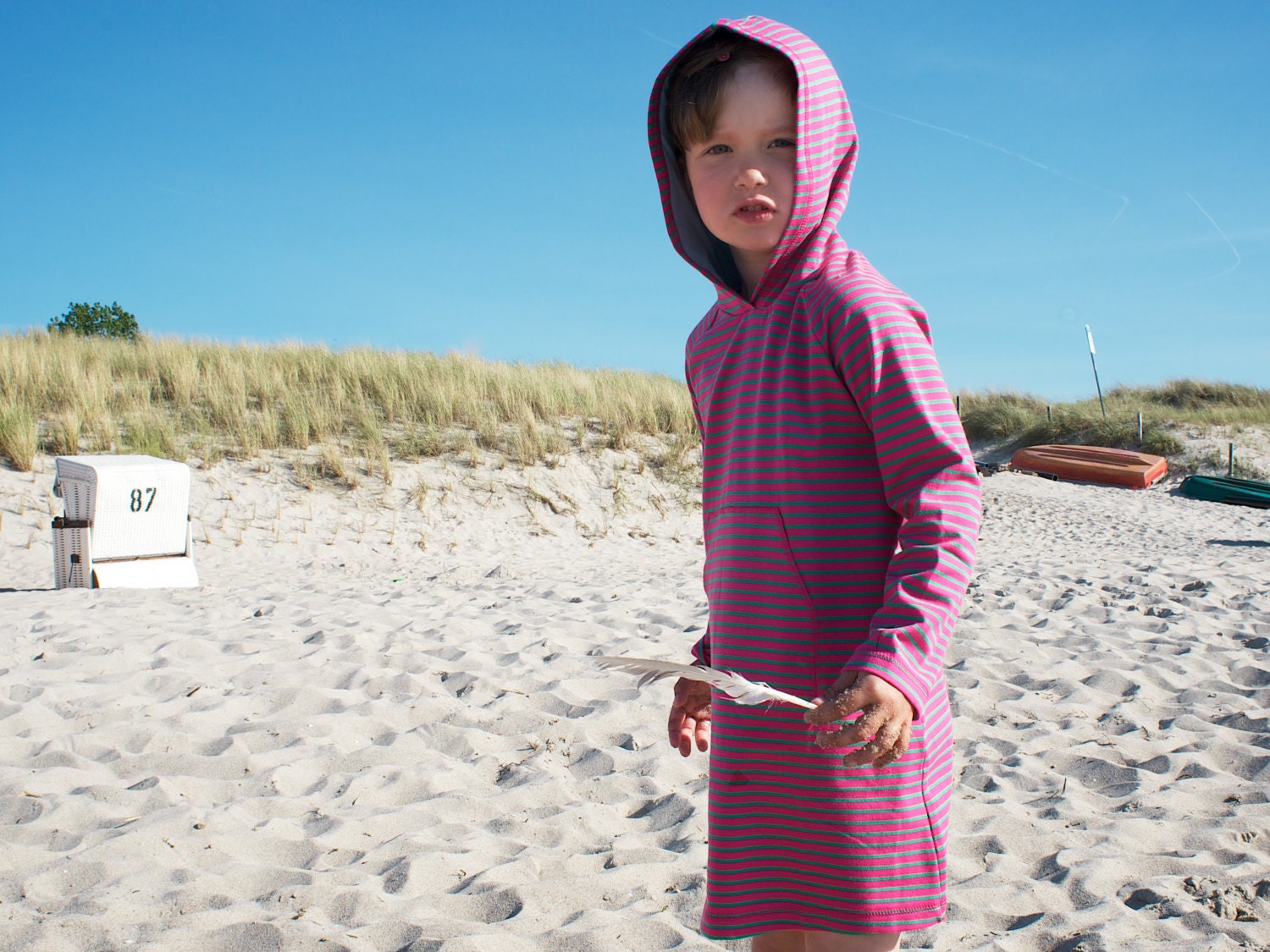 beach dress,hooded dress,summer dress,kids,girls,kangaroo pocket,97% cotton,eco-friendly,pink,green,emerald,handmade in Germany - internaht