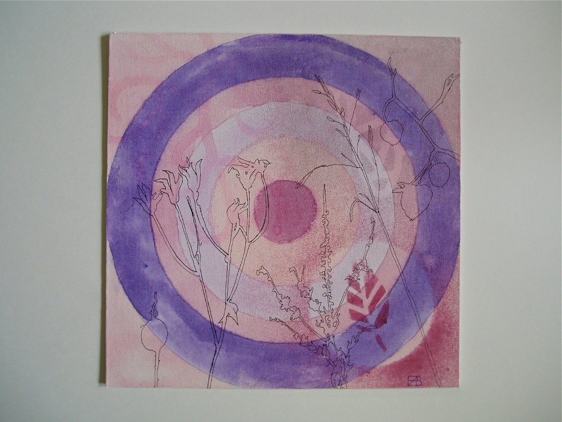 Original Mixed Media, 12x12, Pink and Purple Painting, Shadow Series III: Water