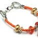 Orange Crystal Bracelet Orange Cats Eye Charm Bracelet Orange Faceted Beads Orange Leather Orange Faceted Beads Orange Cats Eye Charm