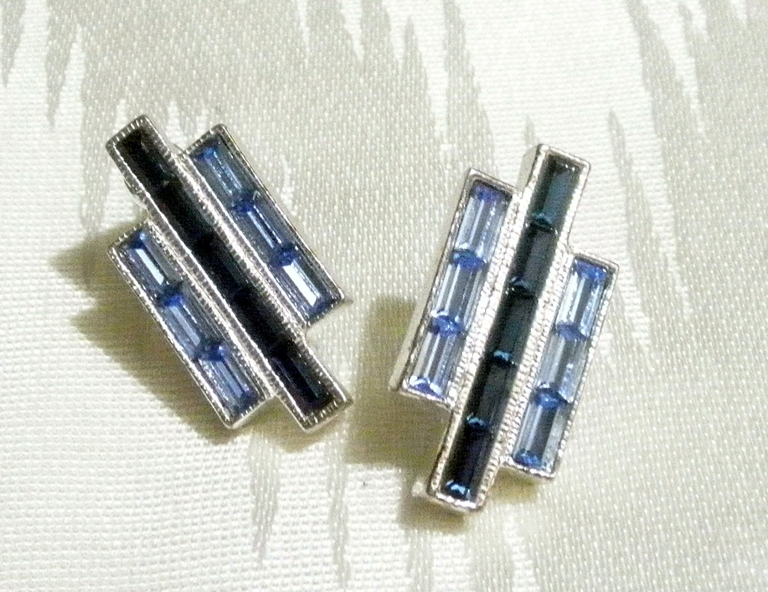 Vintage blue rhinestone earrings from the eighties