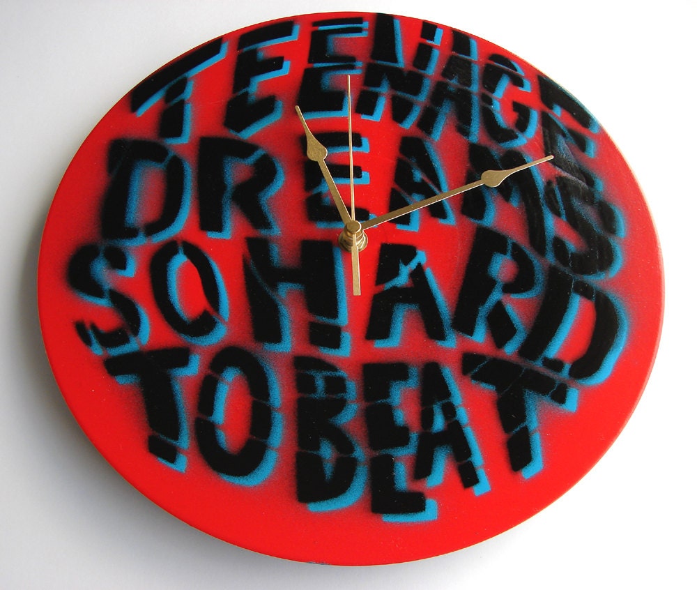 Recycled Vinyl Record CLOCK Teenage Dreams Undertones John Peel Inspiration Hand Painted by artist Ben Allen