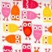 Owl Tree Nursery Owls Toss on Pink Cotton Flannel Fabric by the yard