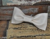 adult easy clip on bow tie - tan and cream mini checkers