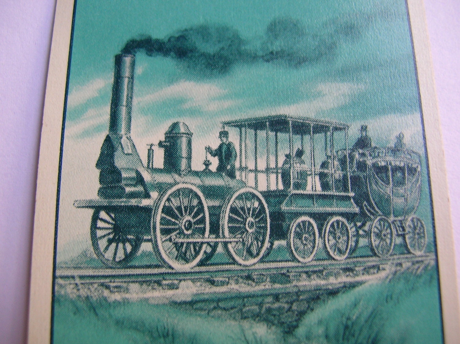 Vintage linen steam locomotive playing cards for crafts, ephemera,scrapbook,paper craft,mixed media,retro,train , engine