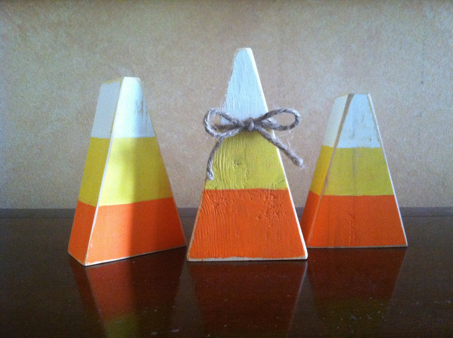 Wood Fall Candy Corn Block set - Seasonal Home Decor for fall, Halloween, and Thanksgiving decorating