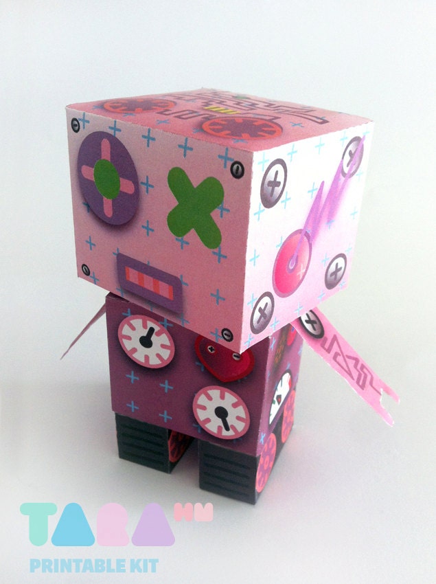 DIY Printable Cutout Robot, DIY Paper Toy, Printable Robot, Positive Bot, TaraBot, Instant Download Robot Educational Toy, Didactic, Art Toy
