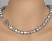 Silver Gray 10MM Pearl Necklace With Sterling Silver Toggle Clasp