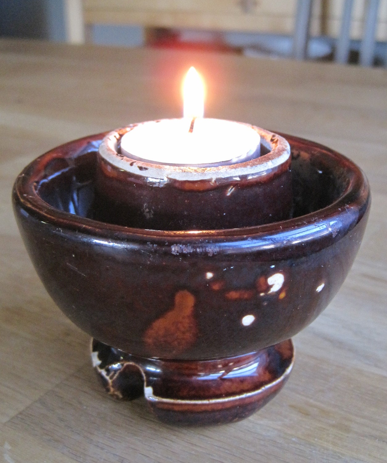 Vintage Ceramic Insulator - Candle holder