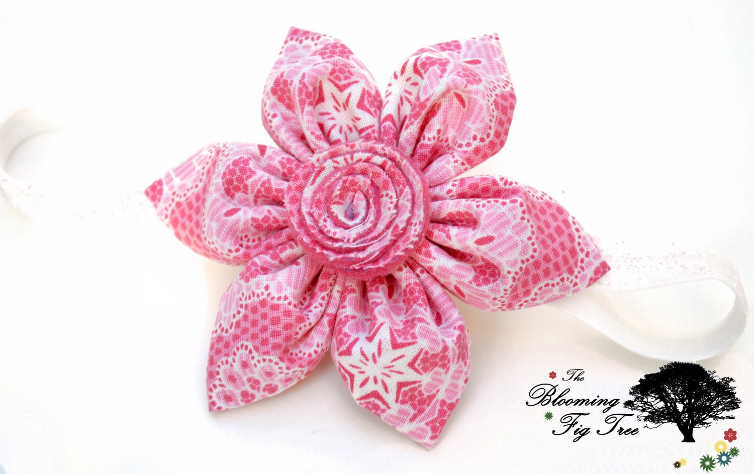 Vintage Pink Flower Headband. Newborn prop, baby flower headband, clip, pin. Valentine's Day, Christmas, Easter, Spring, Summer