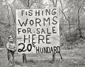 Old Vintage Photo A young Boy Selling Fishing Worms - Lake Ozark - VintageShowcase