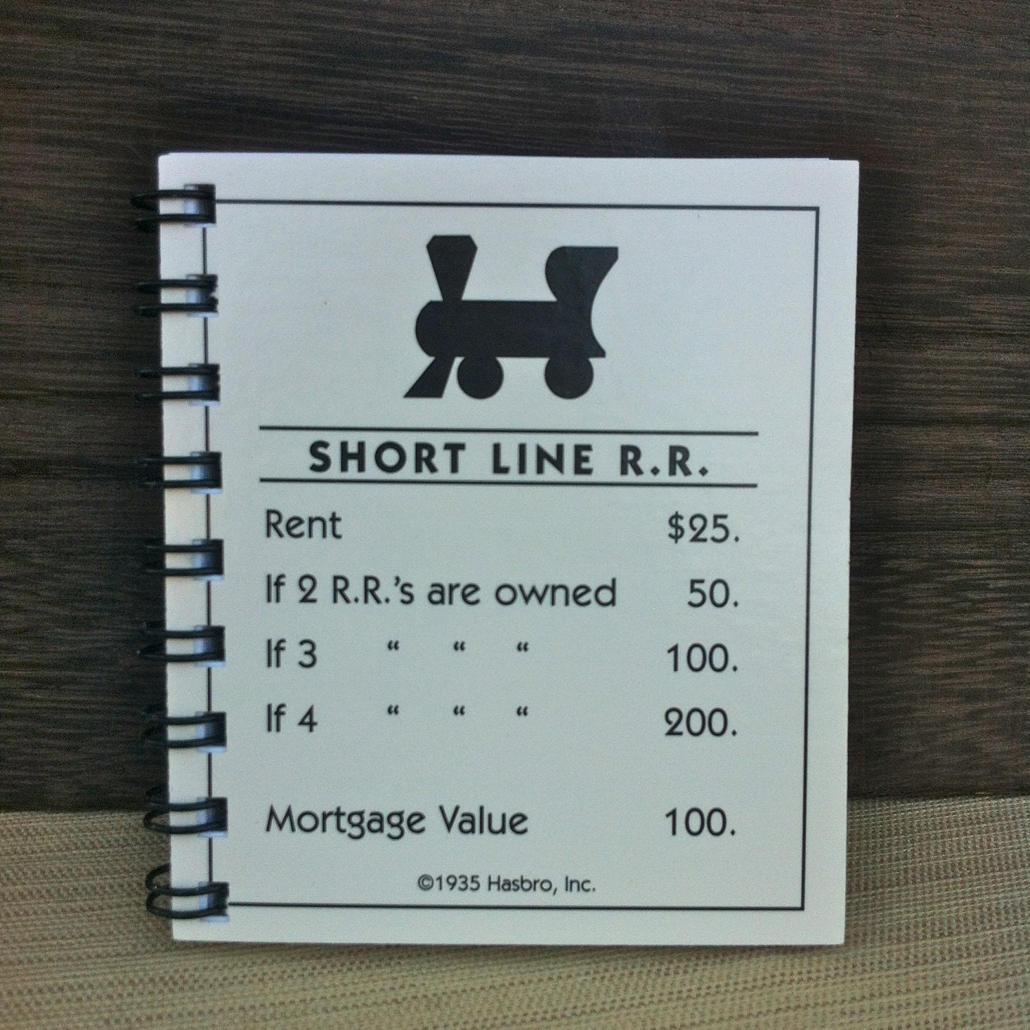 Upcycled Monopoly Property Card Notebook Short by ARainyDayMarket
