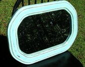 Vintage Shabby Chic Mirror  Aqua  Turquoise  Recycled  Upcycled Frame