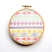 Tribal Pattern Hoop Art - 4 Inch Modern Wall Hanging - Contemporary Design - Original Pattern - Aztec - Tropical Chevron
