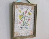 Floral Collage, Original Vintage Ephemera of Words, Letters and Flowers