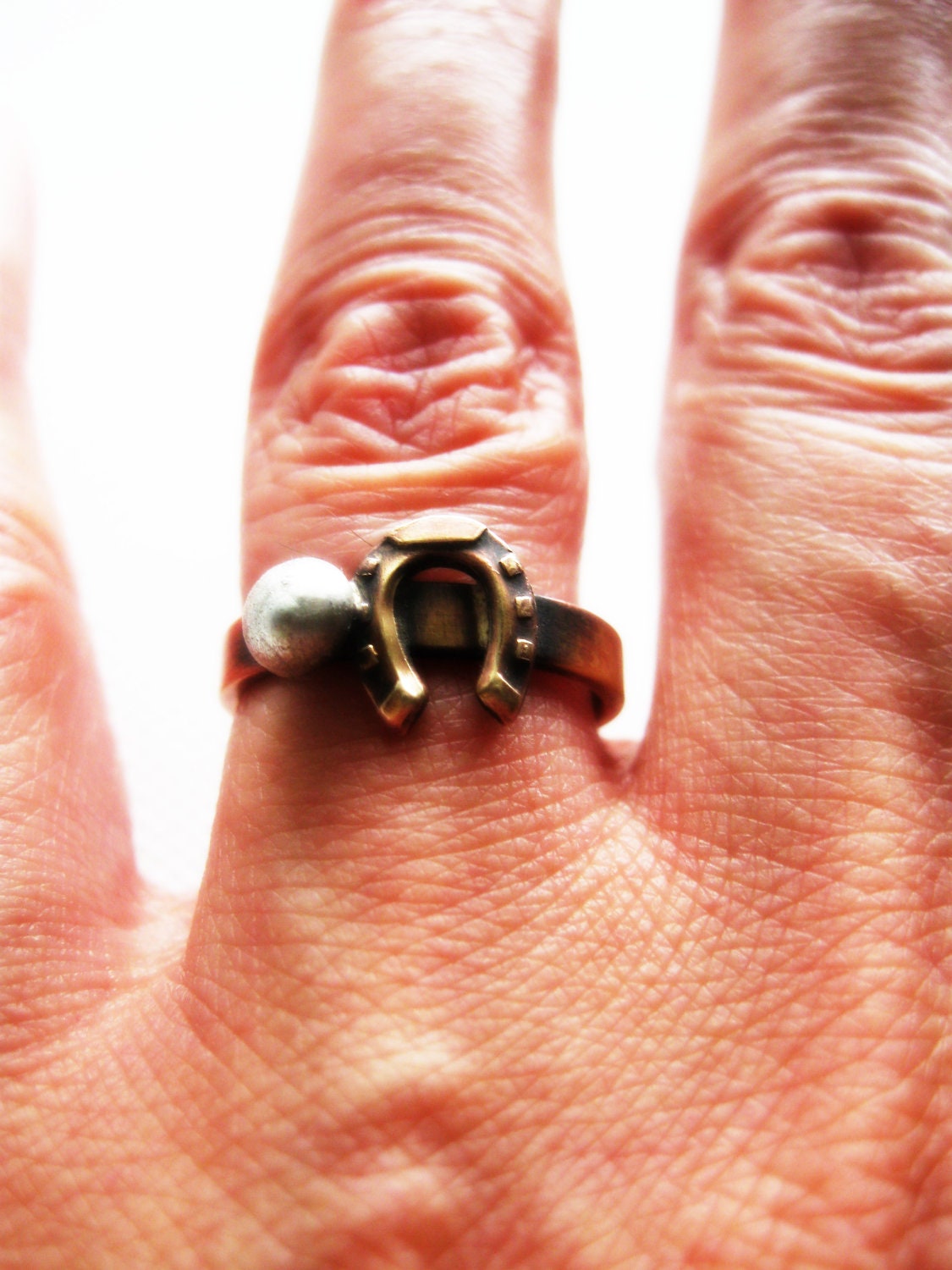 Horseshoe Ring Novelty Geekery Rustic Silver Brass Lucky Ring Metalsmith Jewelry