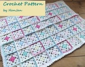 Instant Download PDF Crochet Pattern: Jan's Pretty Pastels Baby Blanket, easy US instructions with HanJan crochet tutorial