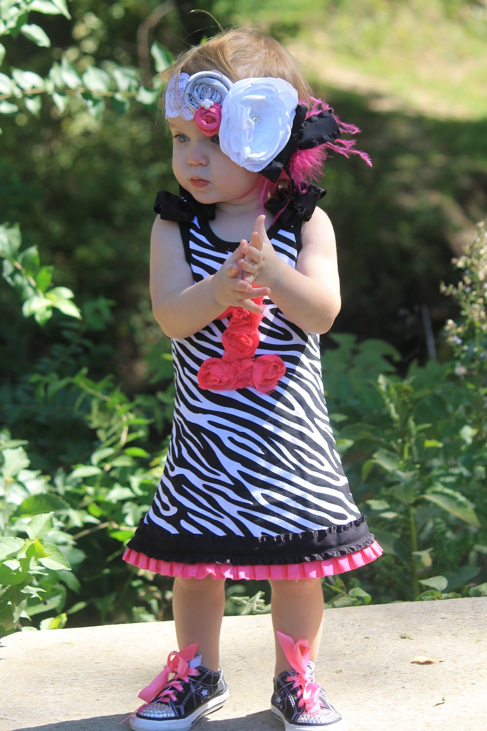 Adorable Zebra print girls 1st 2nd 3rd 4th birthday dress other color available
