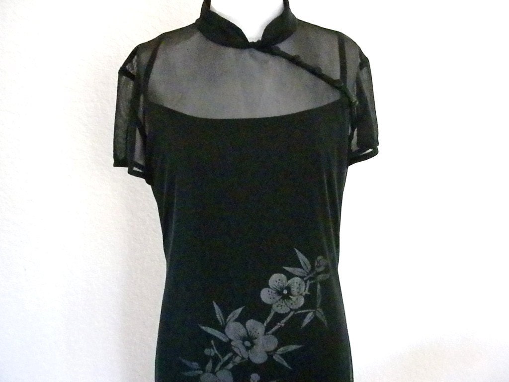 Vintage, Black long dress with silver flowers, Two dresses Size 6